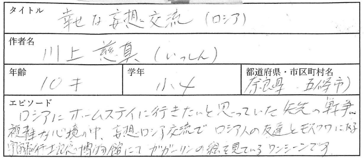 ロシアにホームステイに行きたいと思っていた矢先の戦争。複雑な心境の中、
妄想ロシア交流でロシア人の友達とモスクワにある
宇宙飛行士記念博物館にて、ガガーリンの絵を見ているワンシーンです。